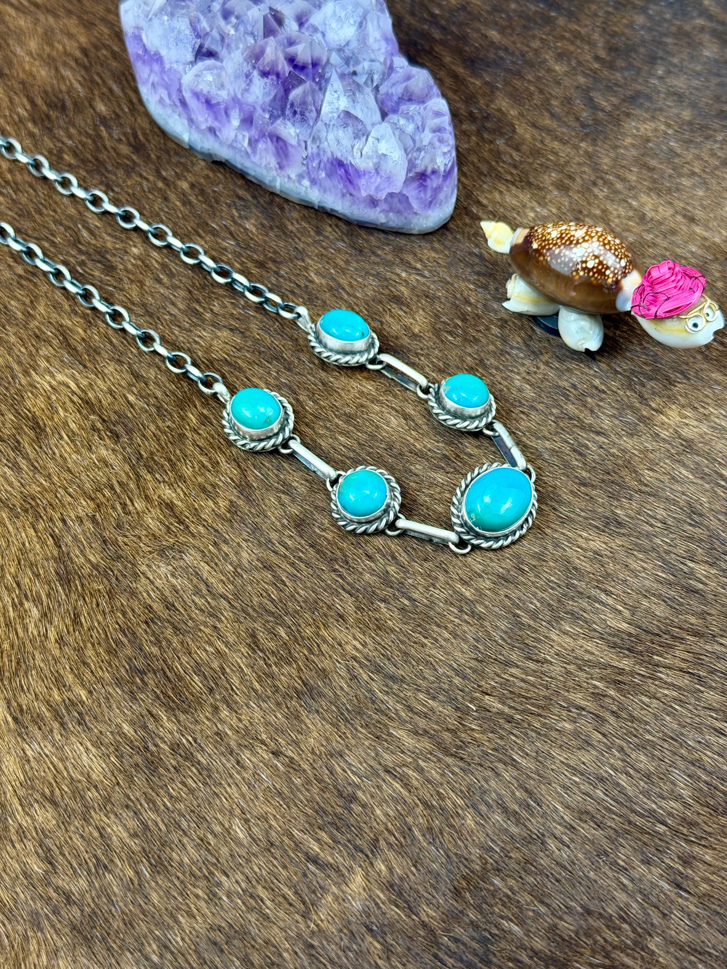 Kingman Turquoise Sterling Silver 5 Stone Choker