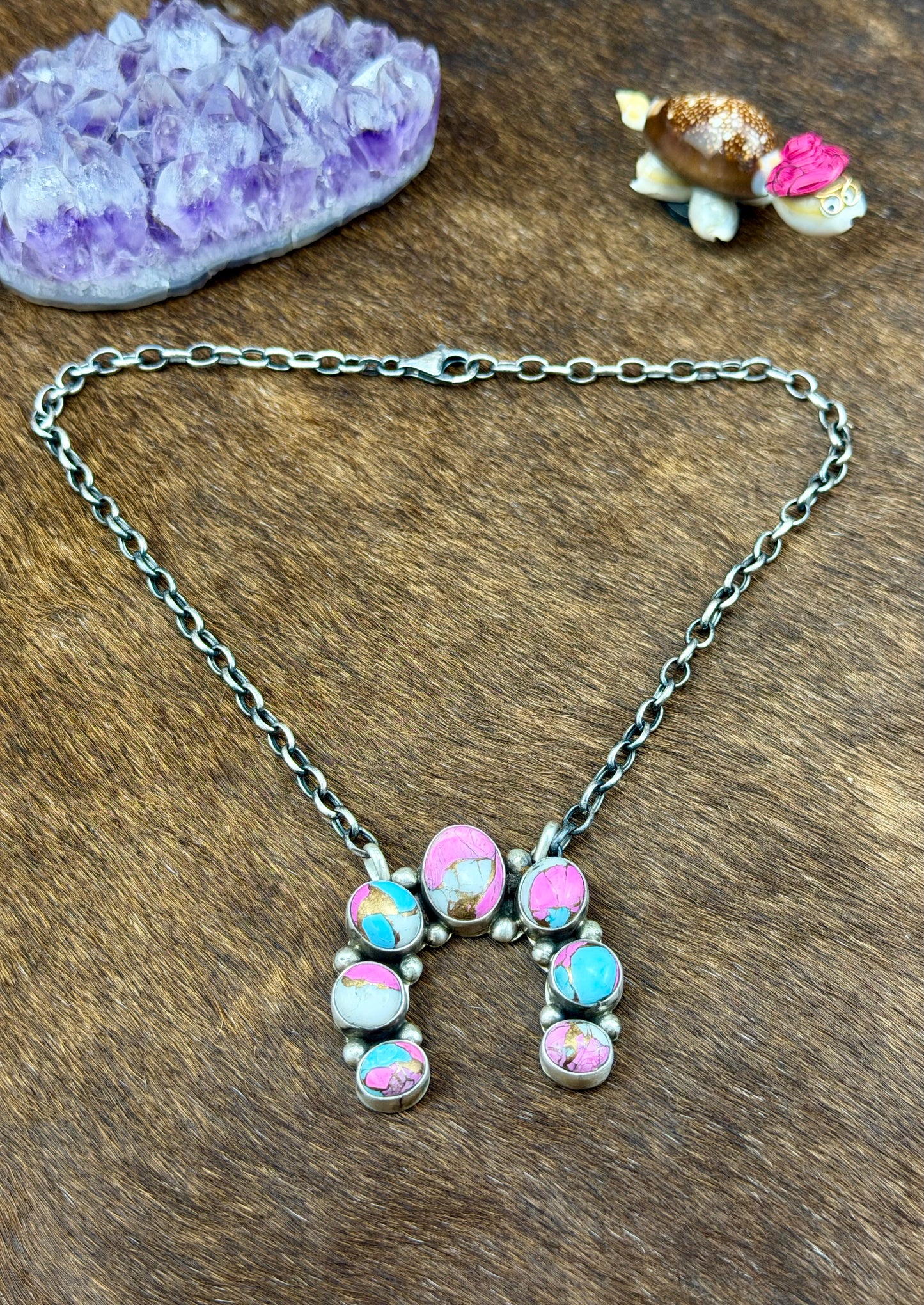 Cotton Candy Sterling Silver Naja Necklace