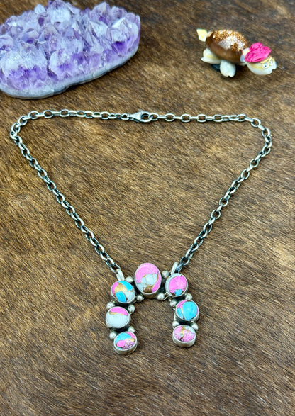 Cotton Candy Sterling Silver Naja Necklace