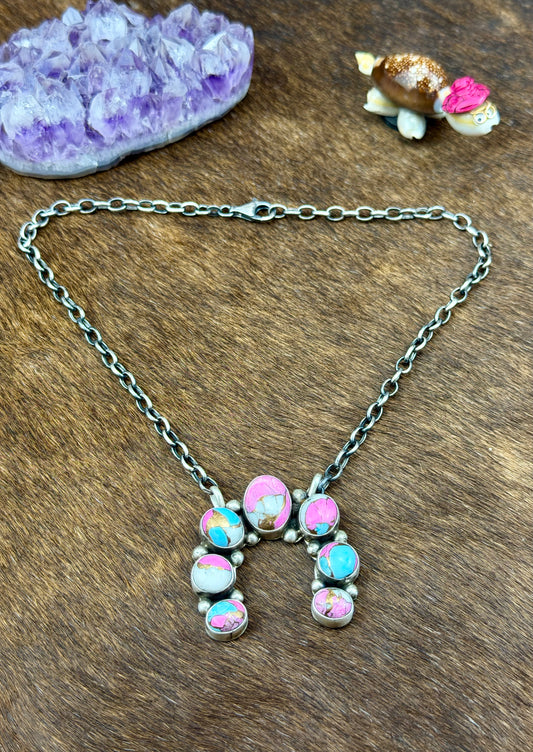 Cotton Candy Sterling Silver Naja Necklace