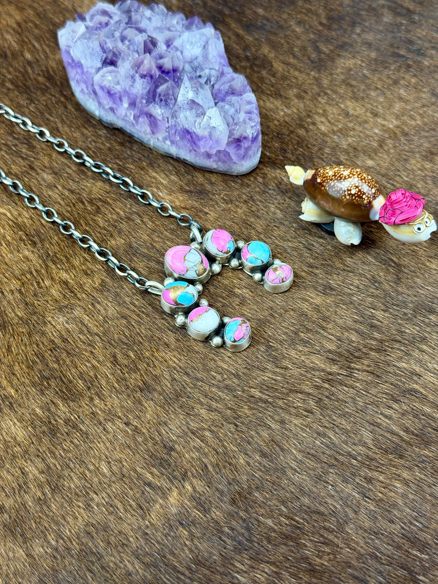 Cotton Candy Sterling Silver Naja Necklace
