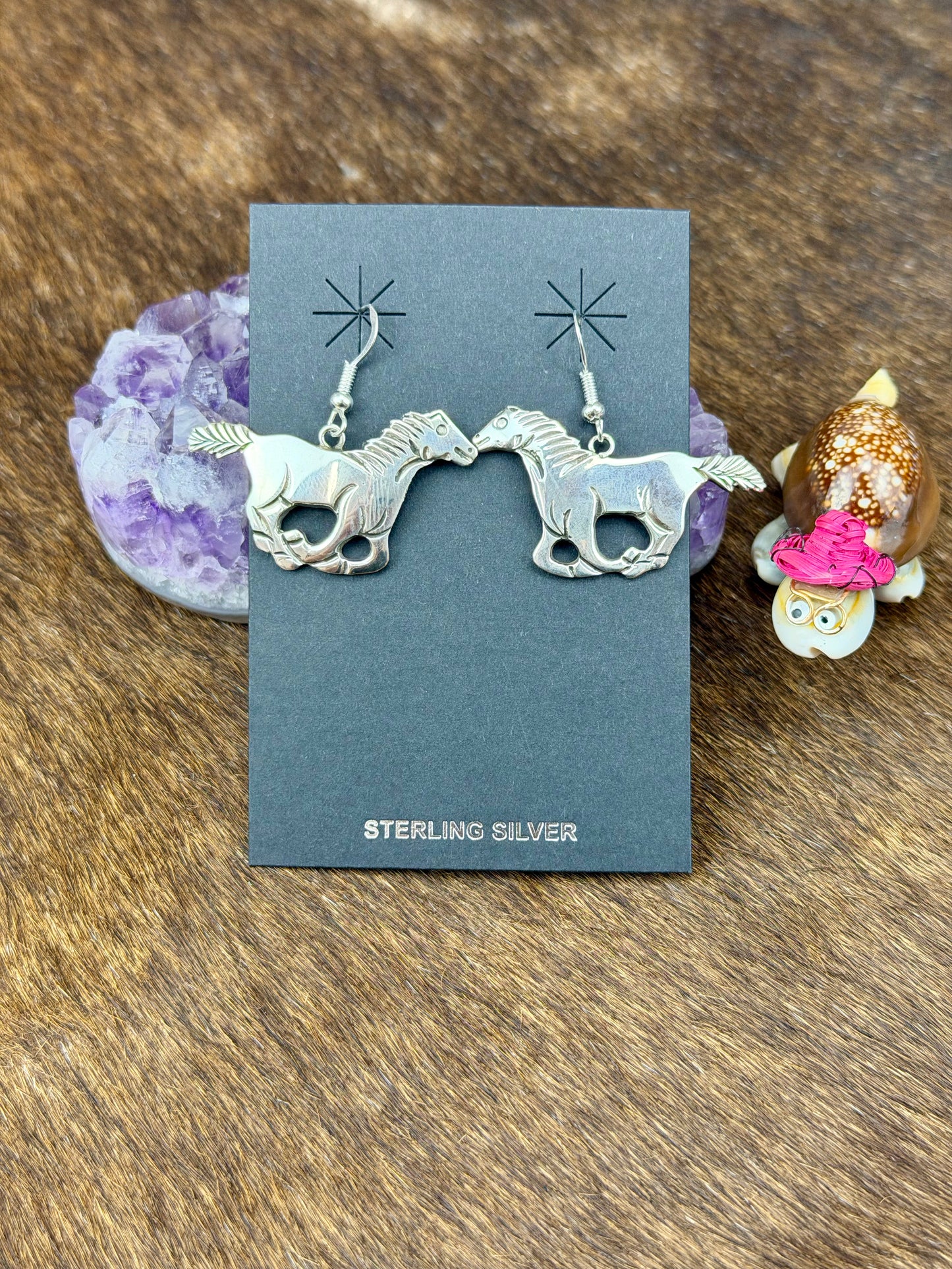 Sterling Silver Horse Dangle Earrings