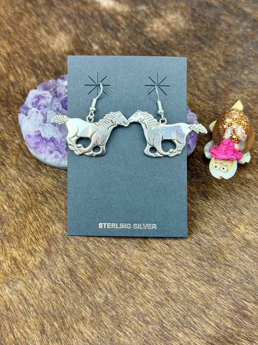 Sterling Silver Horse Dangle Earrings