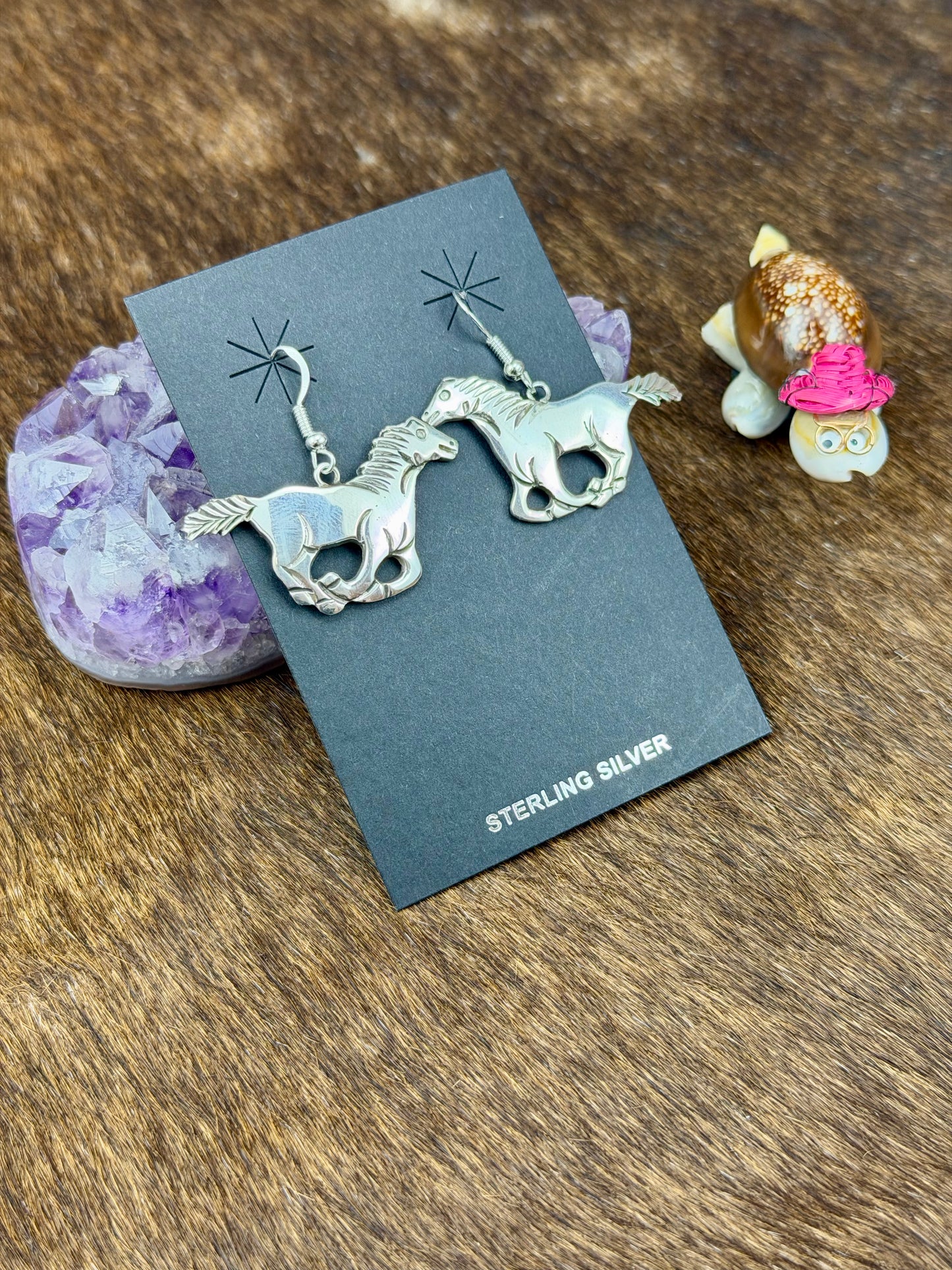 Sterling Silver Horse Dangle Earrings