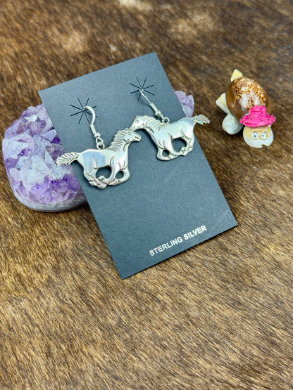 Sterling Silver Horse Dangle Earrings