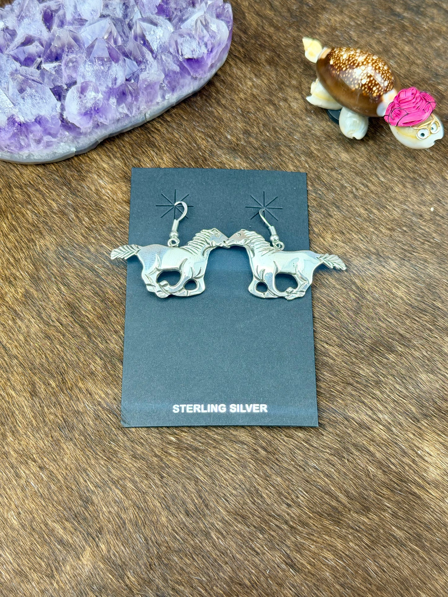 Sterling Silver Horse Dangle Earrings
