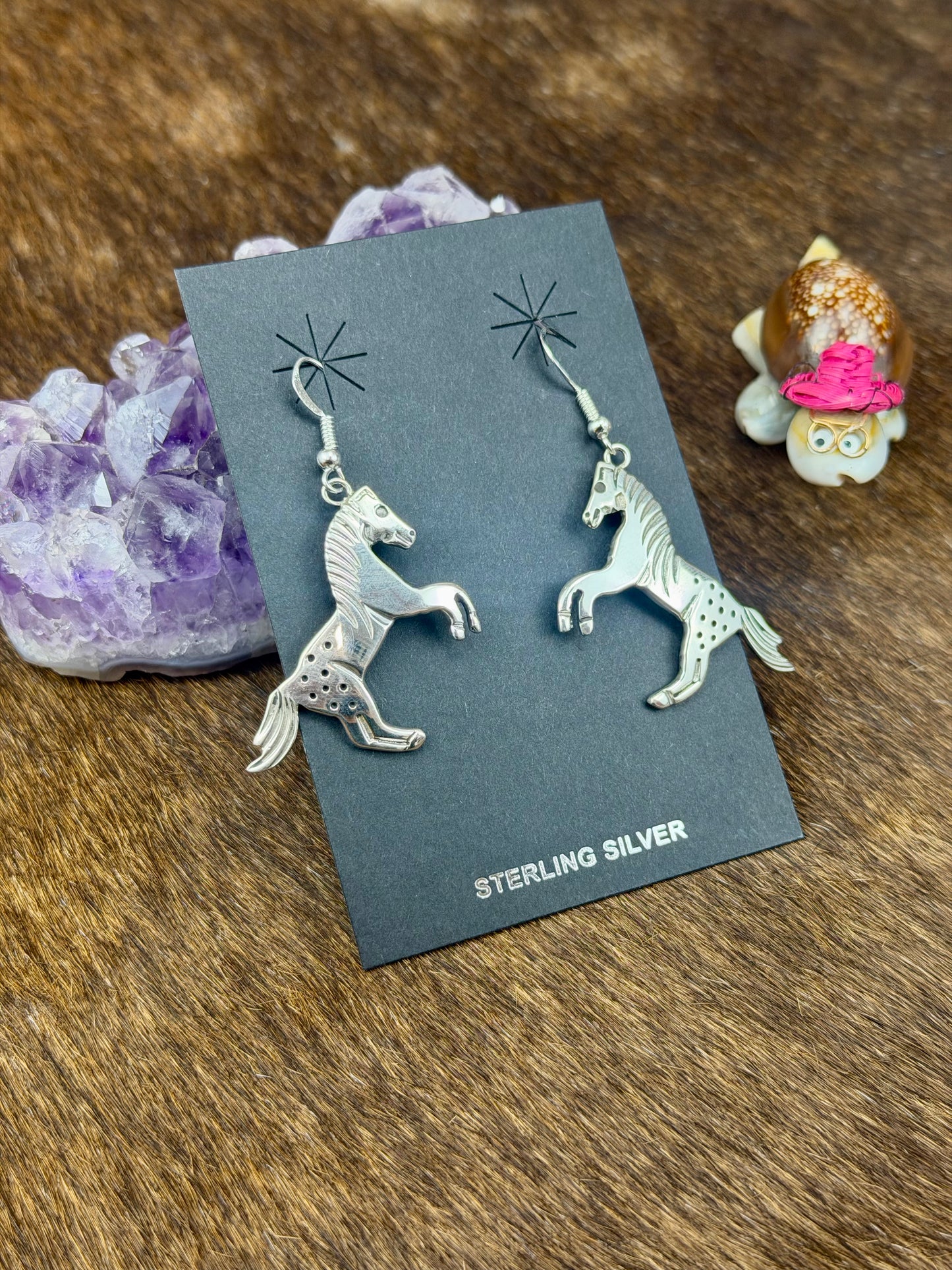 Sterling Silver Horse Dangle Earrings