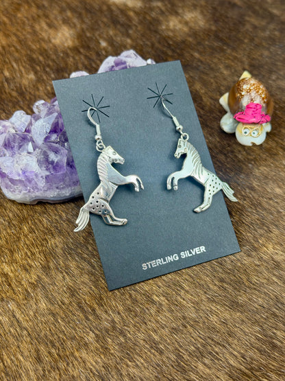 Sterling Silver Horse Dangle Earrings