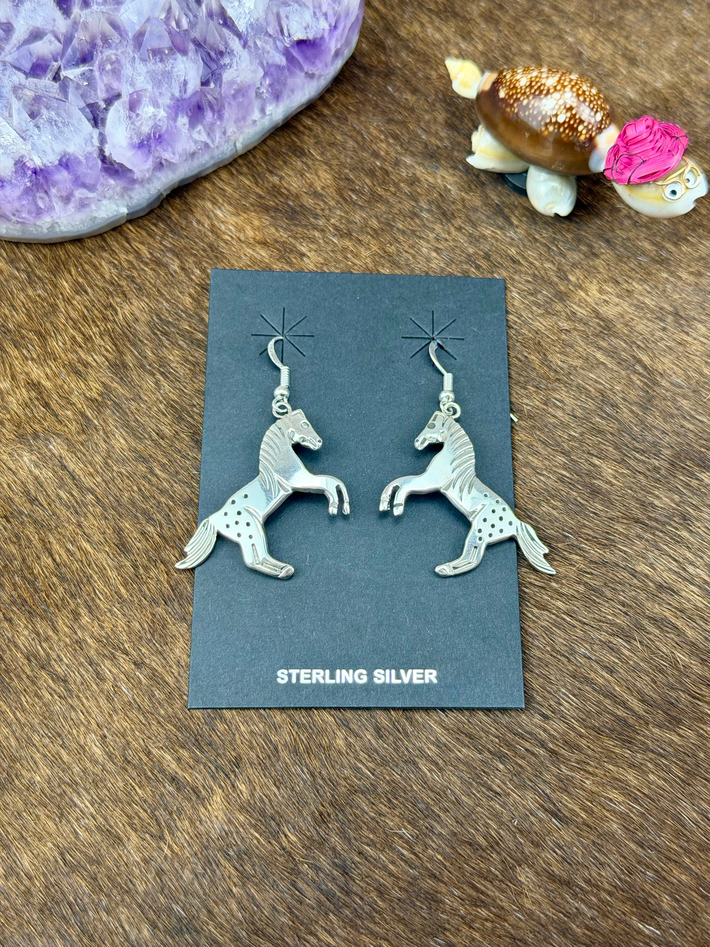 Sterling Silver Horse Dangle Earrings