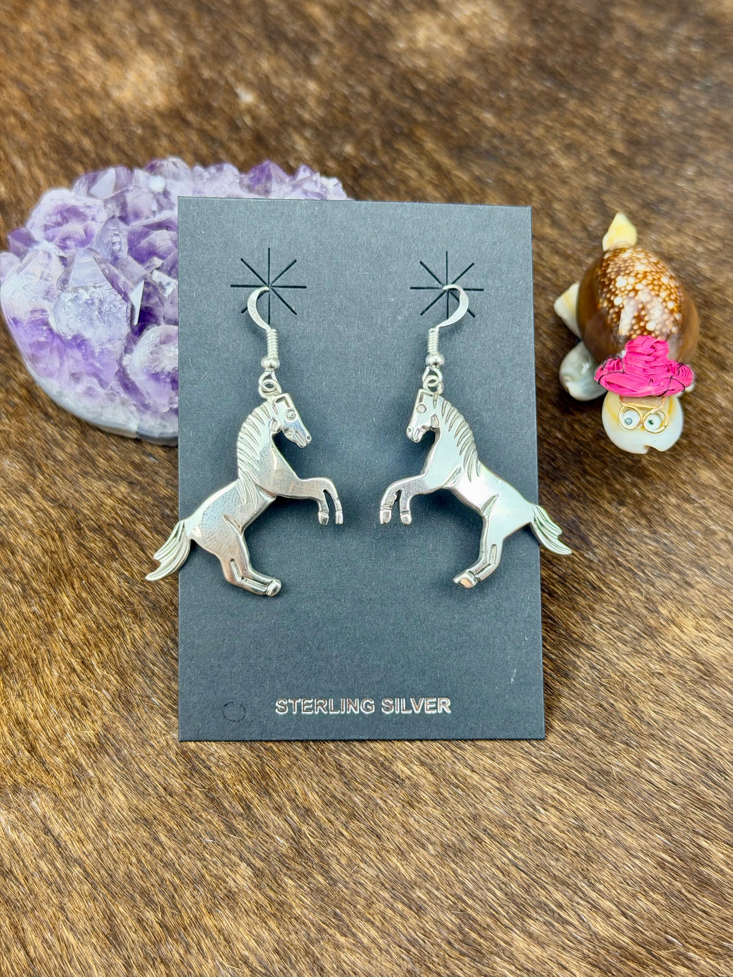 Sterling Silver Horse Dangle Earrings