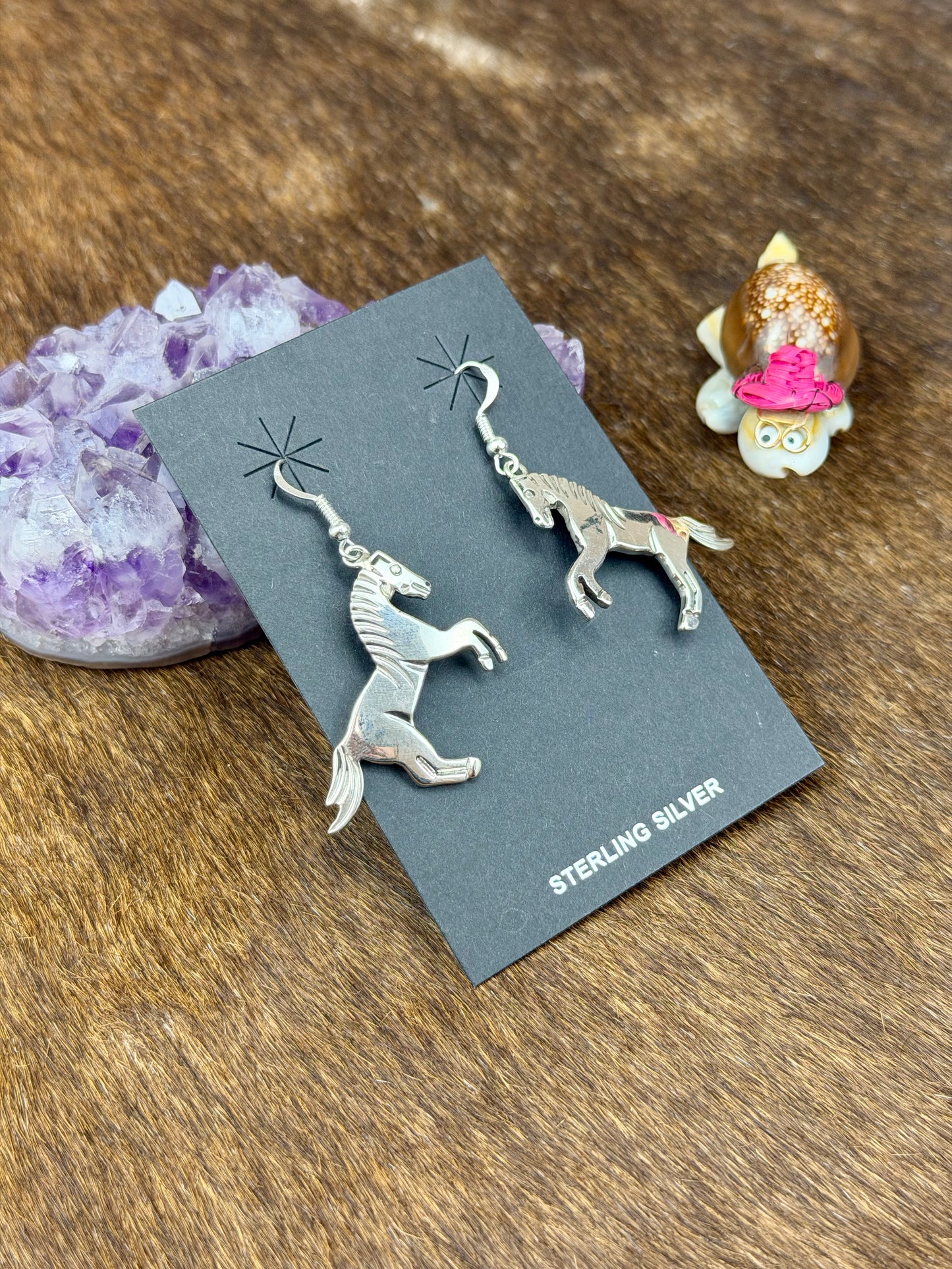 Sterling Silver Horse Dangle Earrings