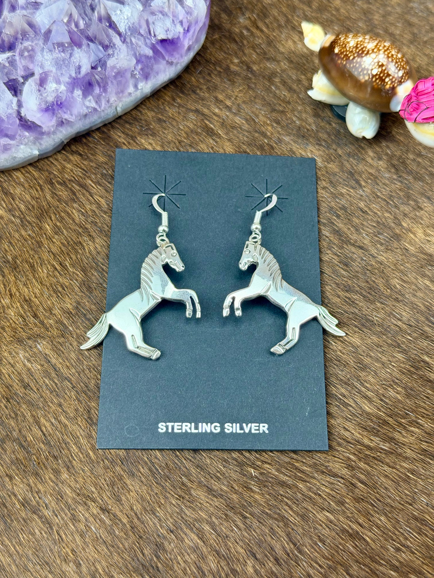 Sterling Silver Horse Dangle Earrings