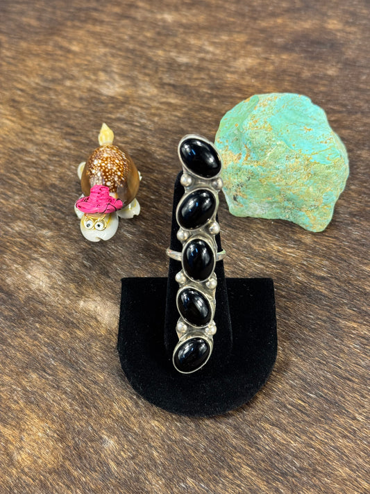 5 Stone Black Onyx Ring