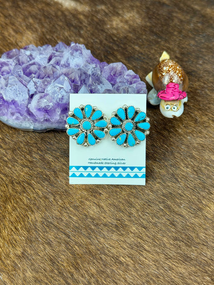 Kingman Turquoise Sterling Silver Floral Cluster
