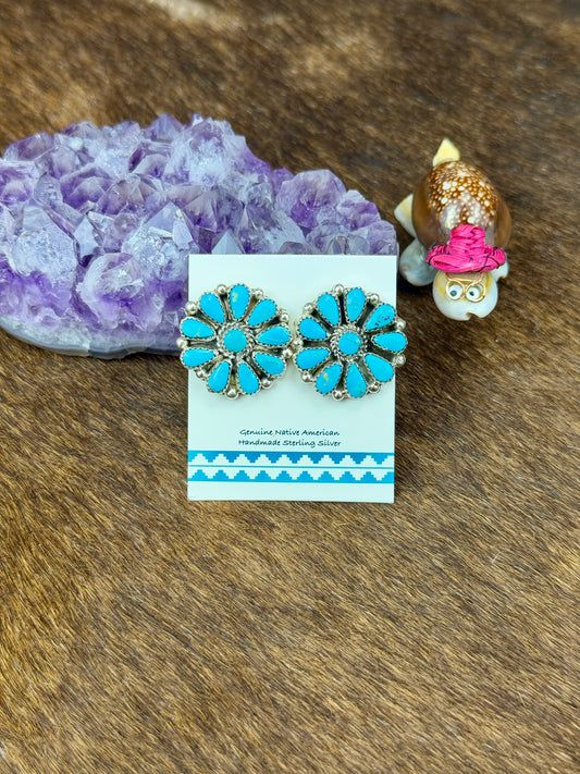 Kingman Turquoise Sterling Silver Floral Cluster