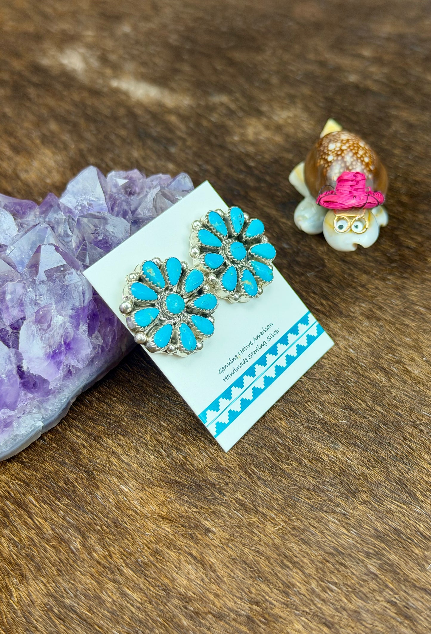 Kingman Turquoise Sterling Silver Floral Cluster