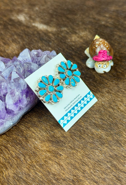 Kingman Turquoise Sterling Silver Floral Cluster
