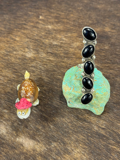 5 Stone Black Onyx Ring