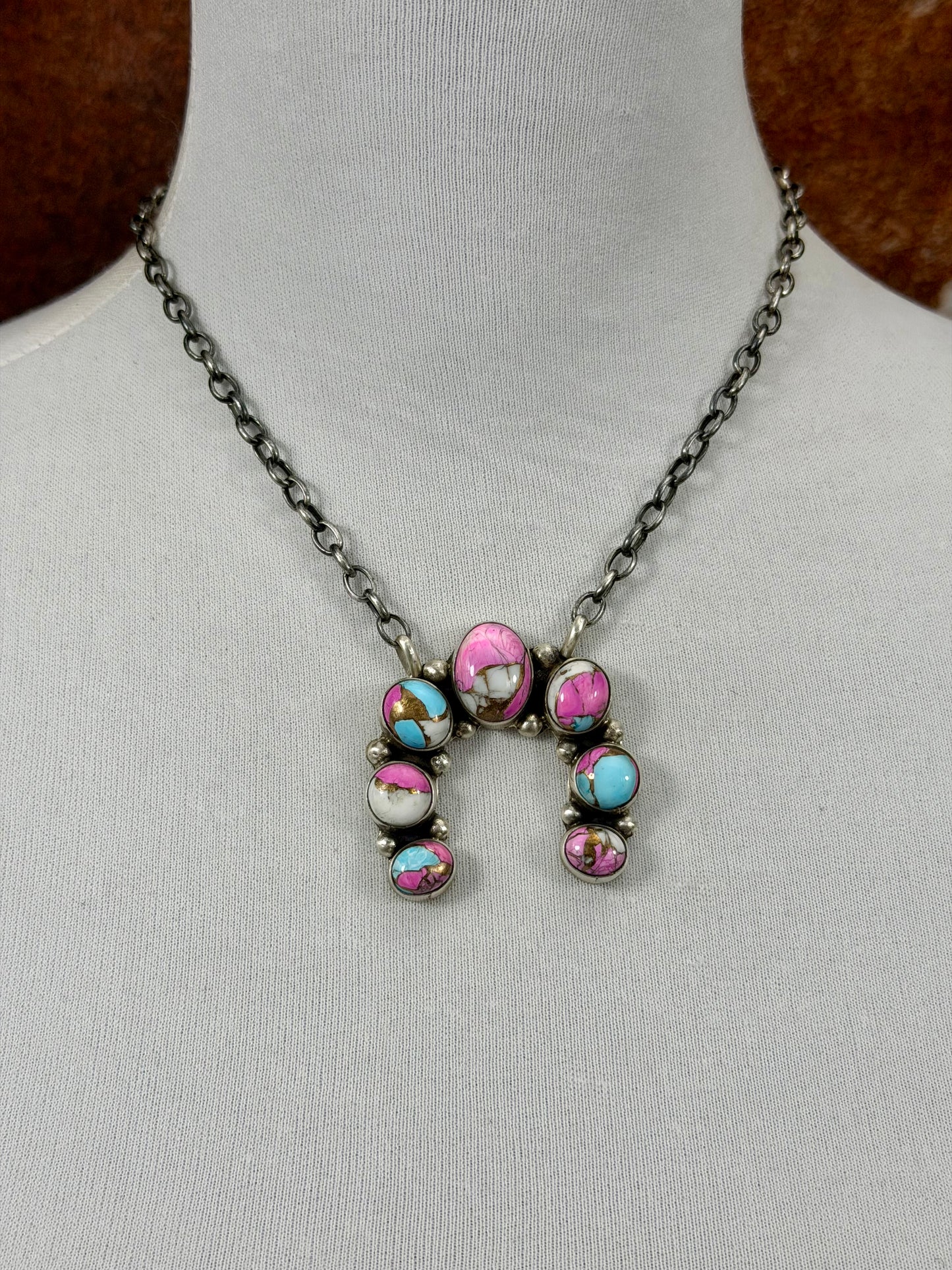 Cotton Candy Sterling Silver Naja Necklace