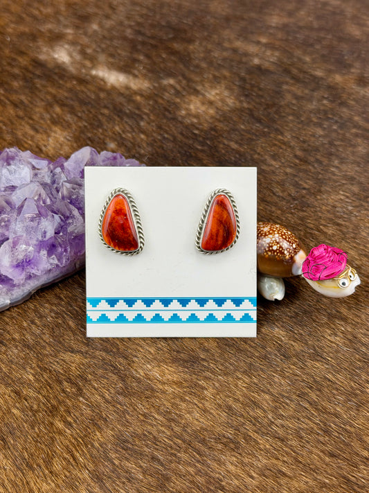 Spiny Oyster Sterling Silver Stud Earrings
