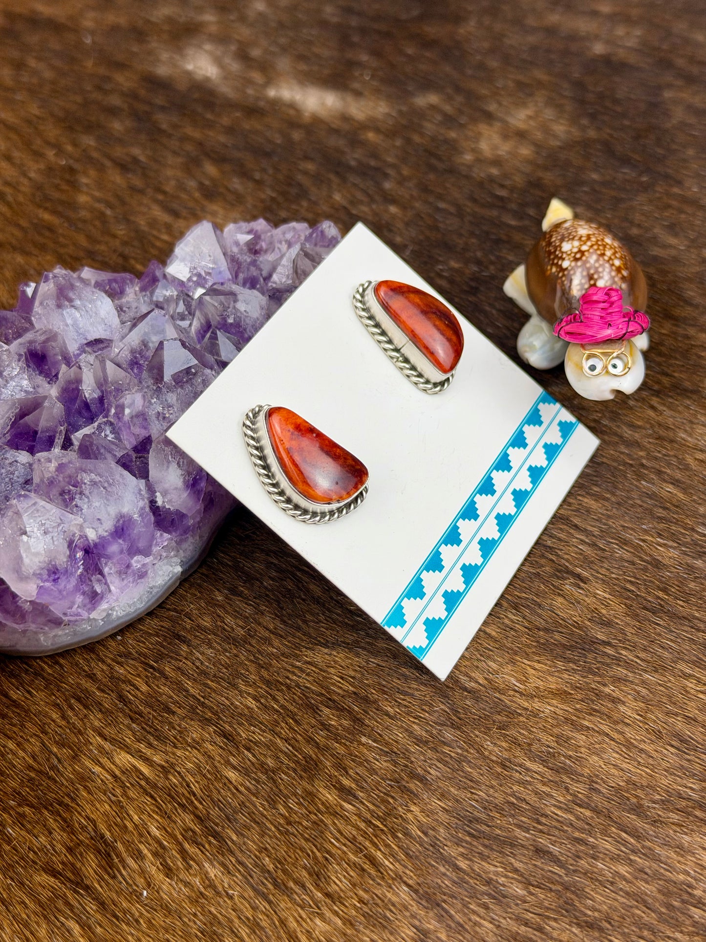 Spiny Oyster Sterling Silver Stud Earrings