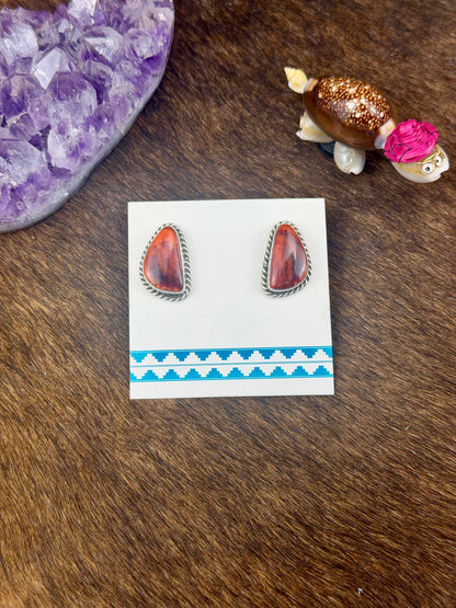 Spiny Oyster Sterling Silver Stud Earrings