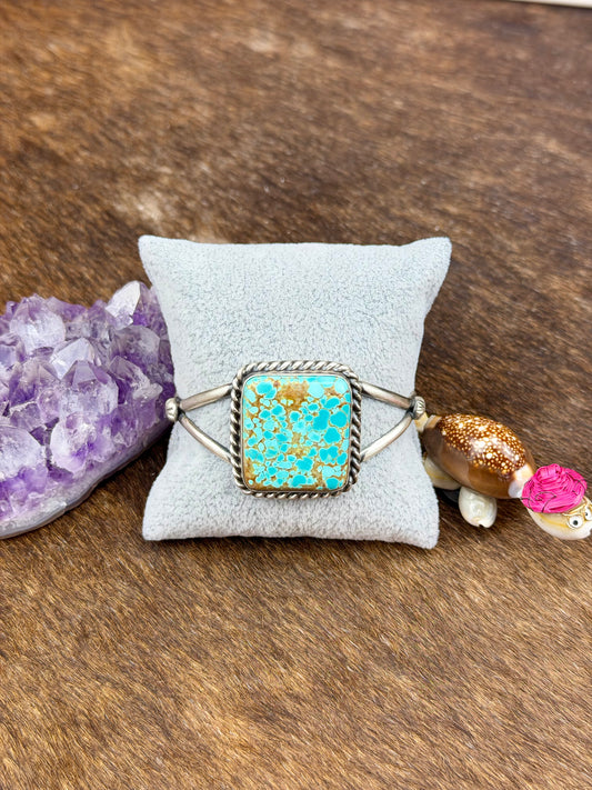 #8 Turquoise Sterling Silver Square Cuff