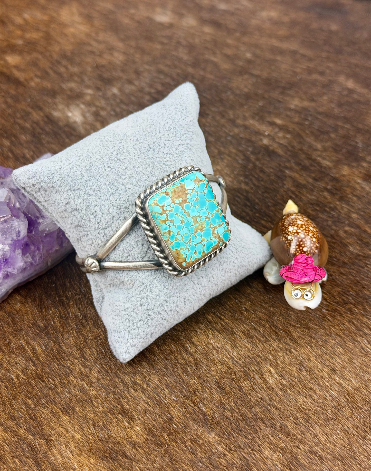 #8 Turquoise Sterling Silver Square Cuff