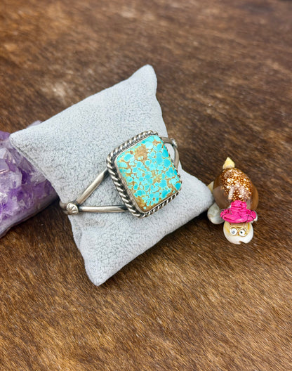 #8 Turquoise Sterling Silver Square Cuff