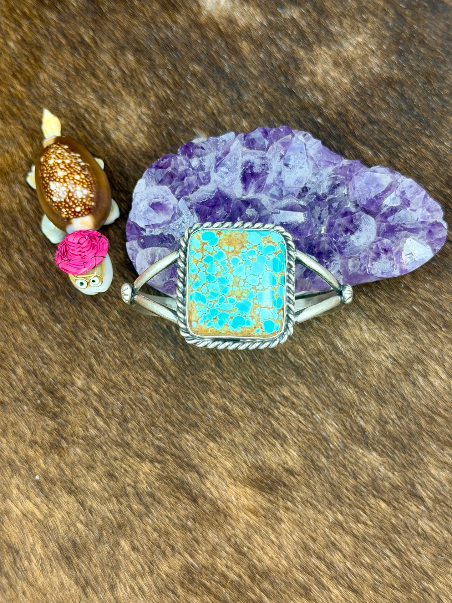 #8 Turquoise Sterling Silver Square Cuff
