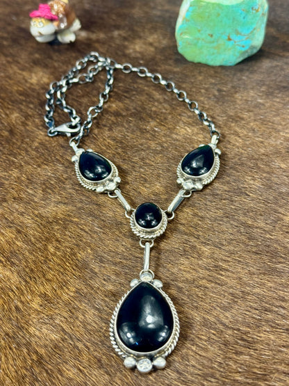 Black Onyx Lariat Necklace