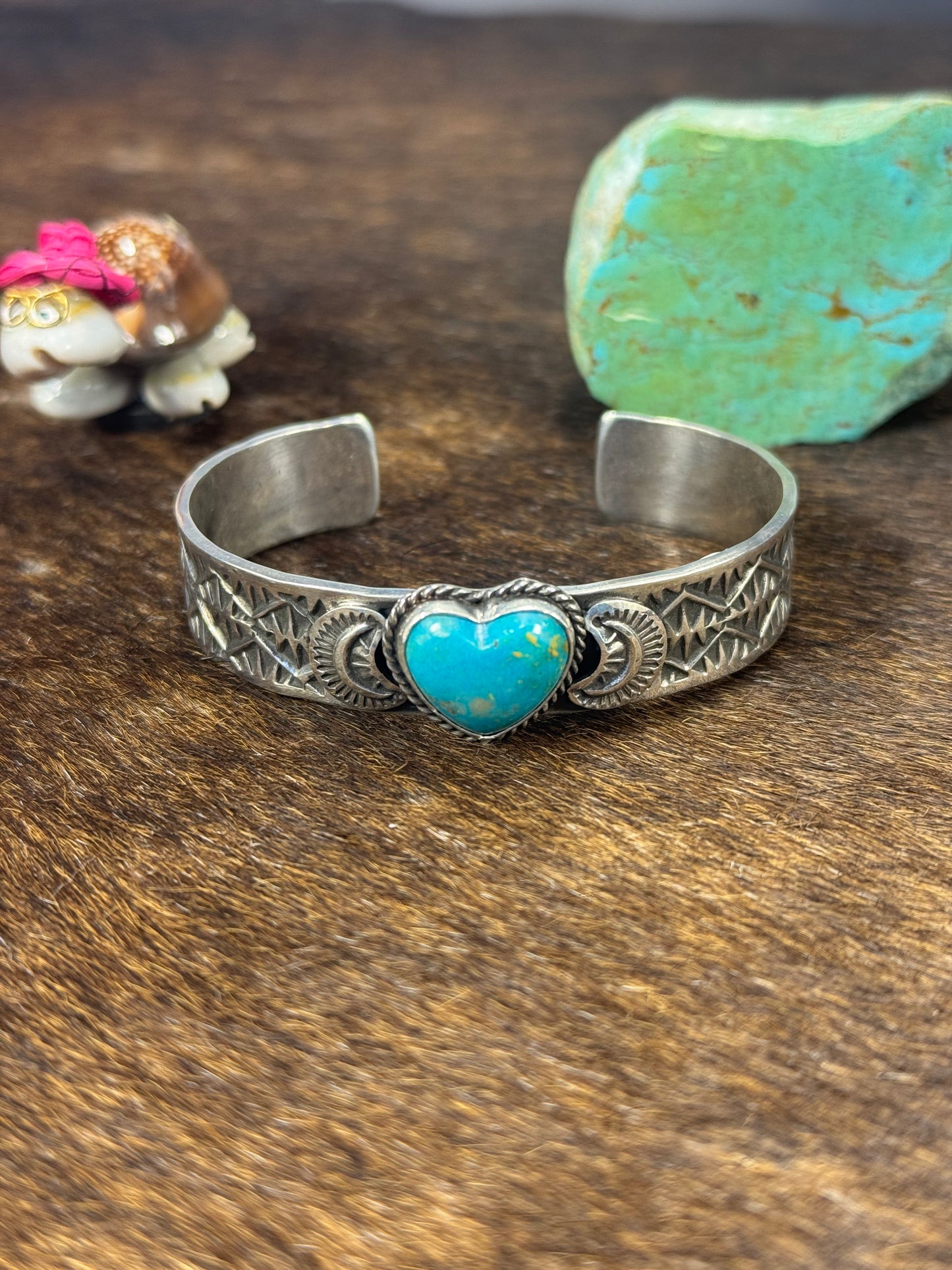 Kingman Turquoise Heart Bracelet
