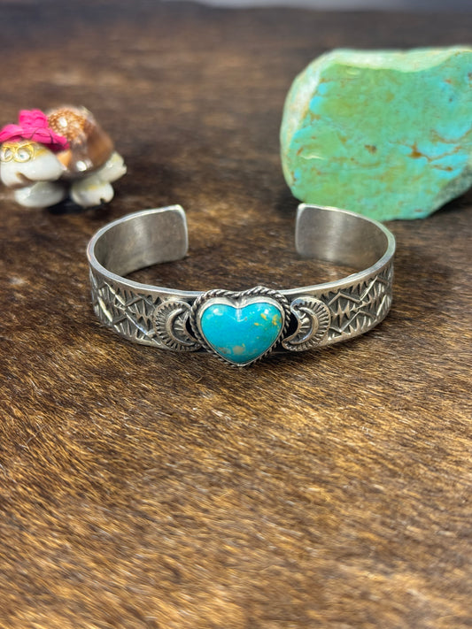Kingman Turquoise Heart Bracelet