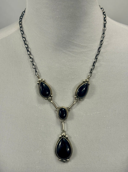 Black Onyx Lariat Necklace
