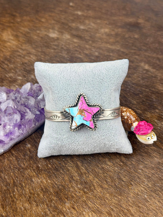 Cotton Candy Sterling Silver Star Cuff