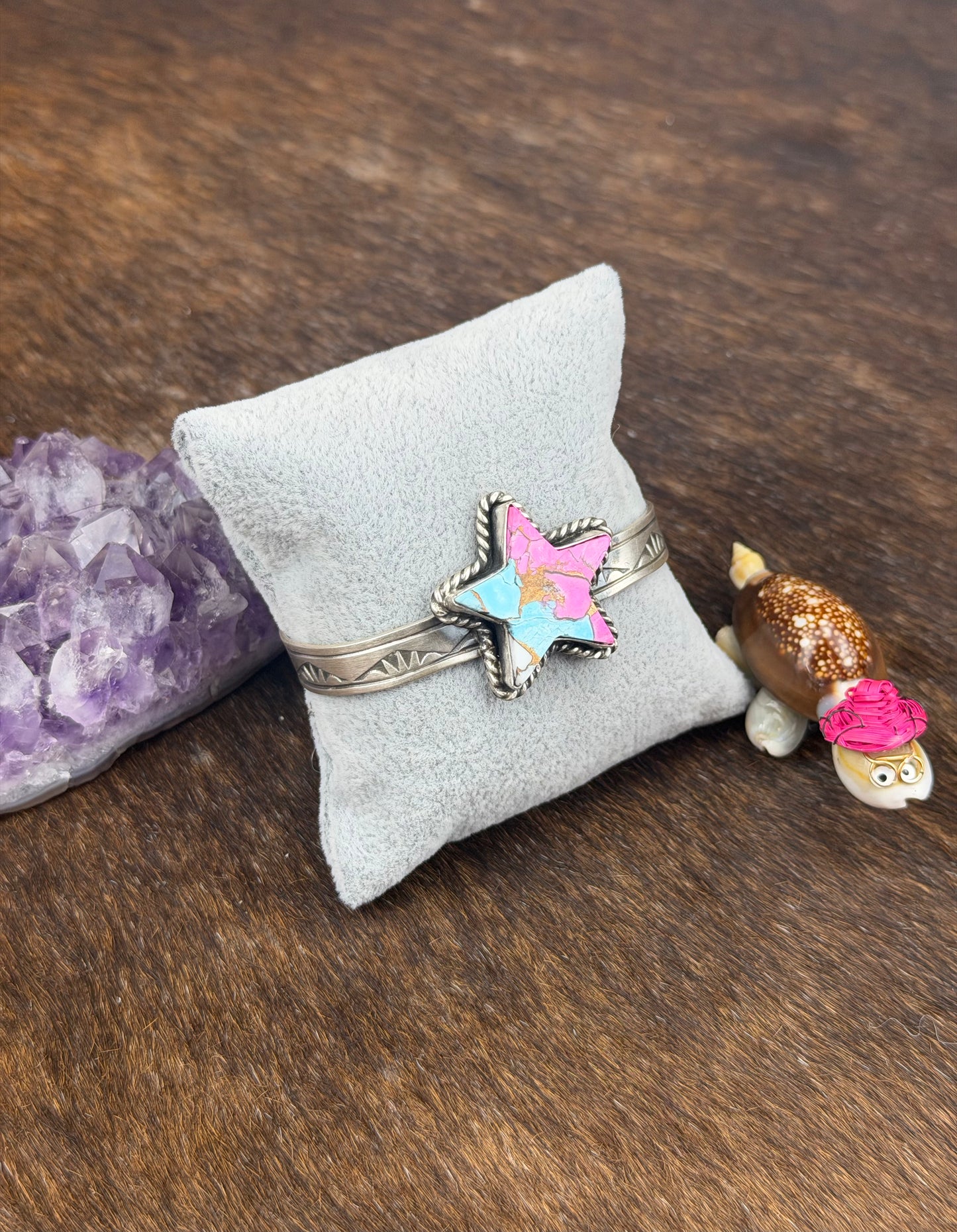 Cotton Candy Sterling Silver Star Cuff
