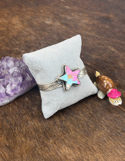 Cotton Candy Sterling Silver Star Cuff