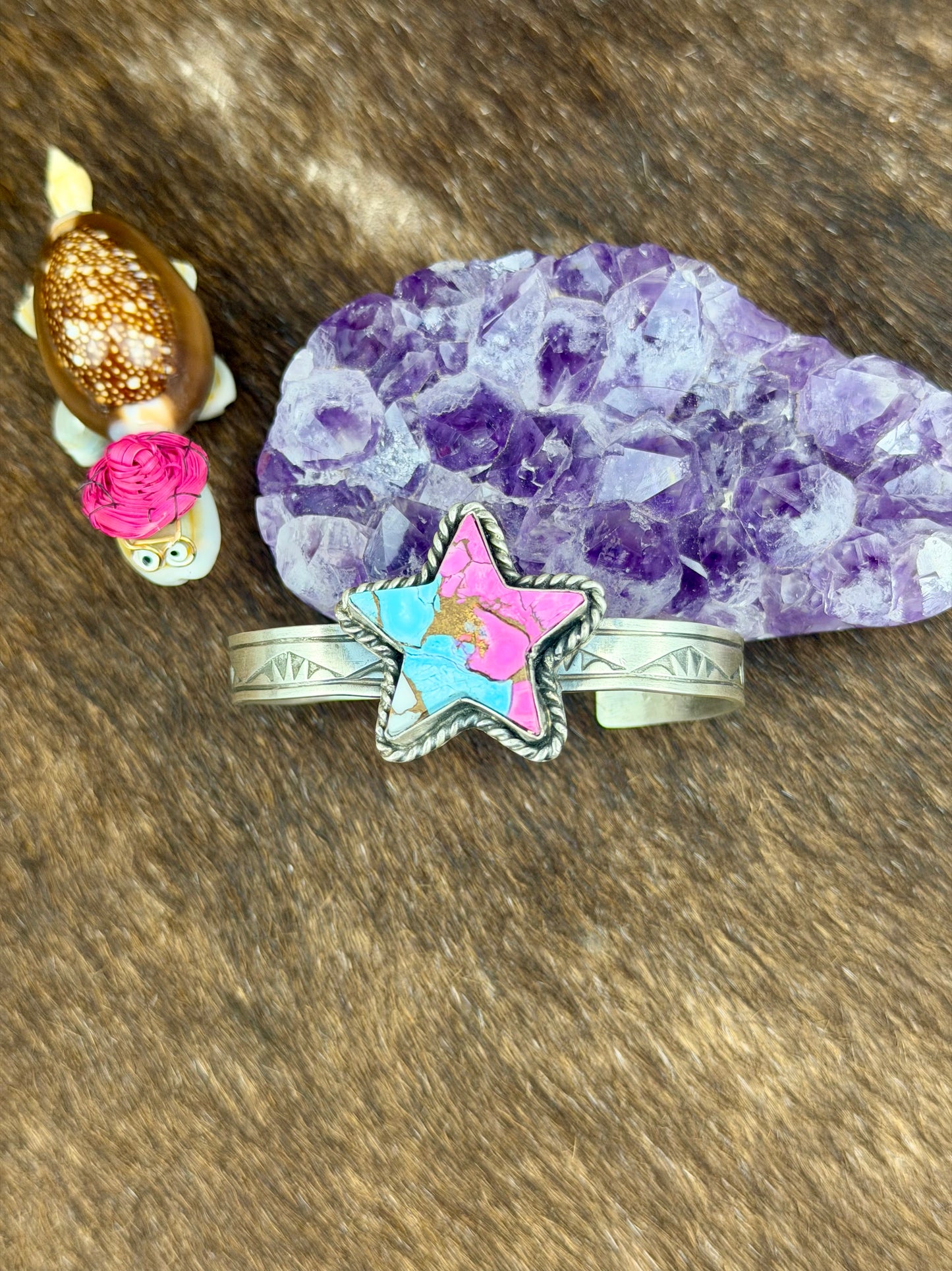 Cotton Candy Sterling Silver Star Cuff