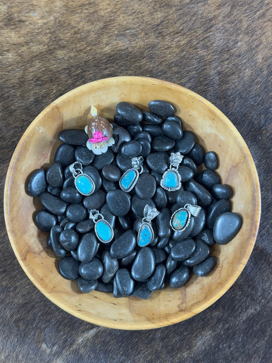 Kingman Turquoise Stamp Pendants