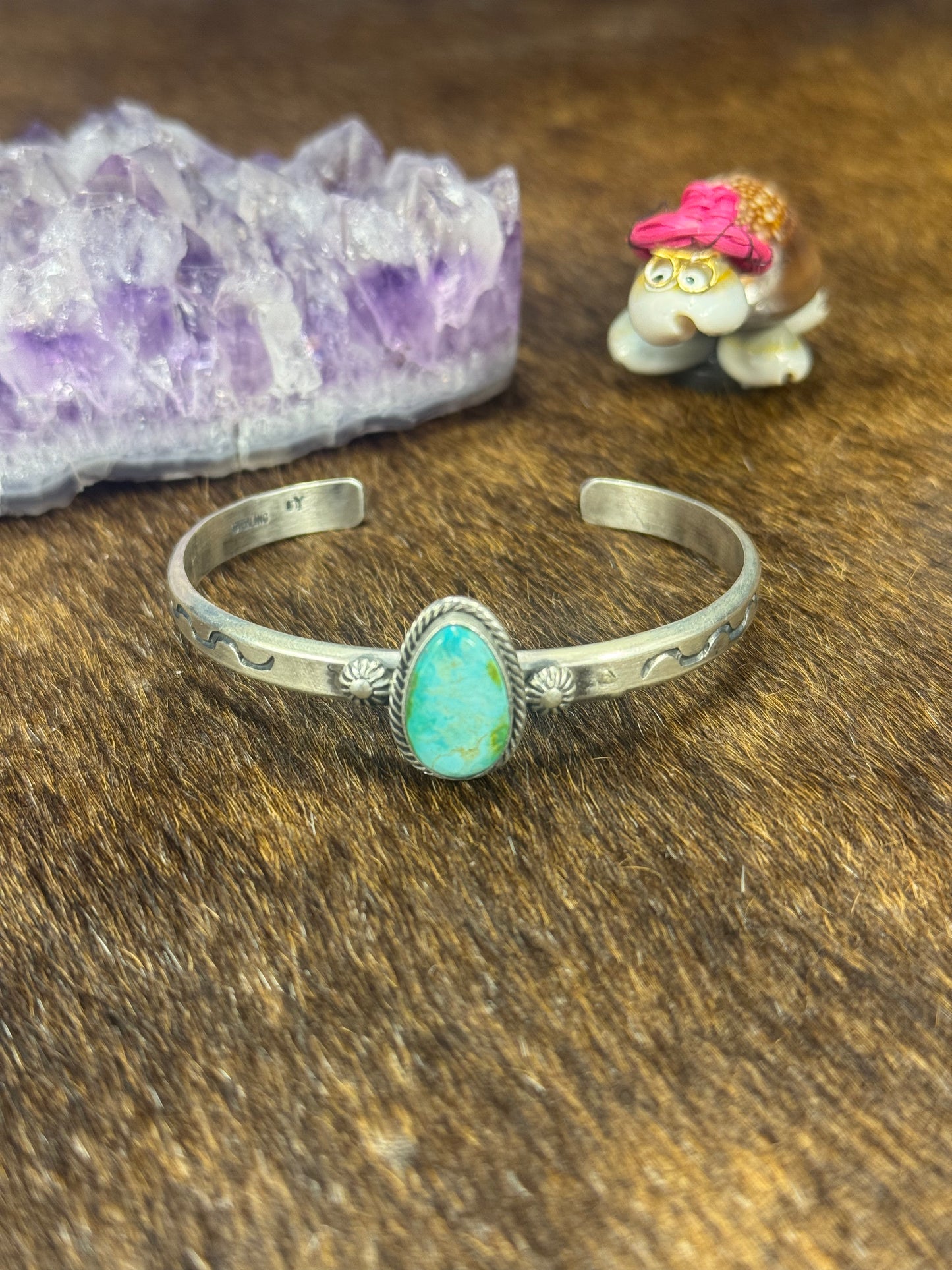 Sonoran Gold Turquoise Engraved Bracelet
