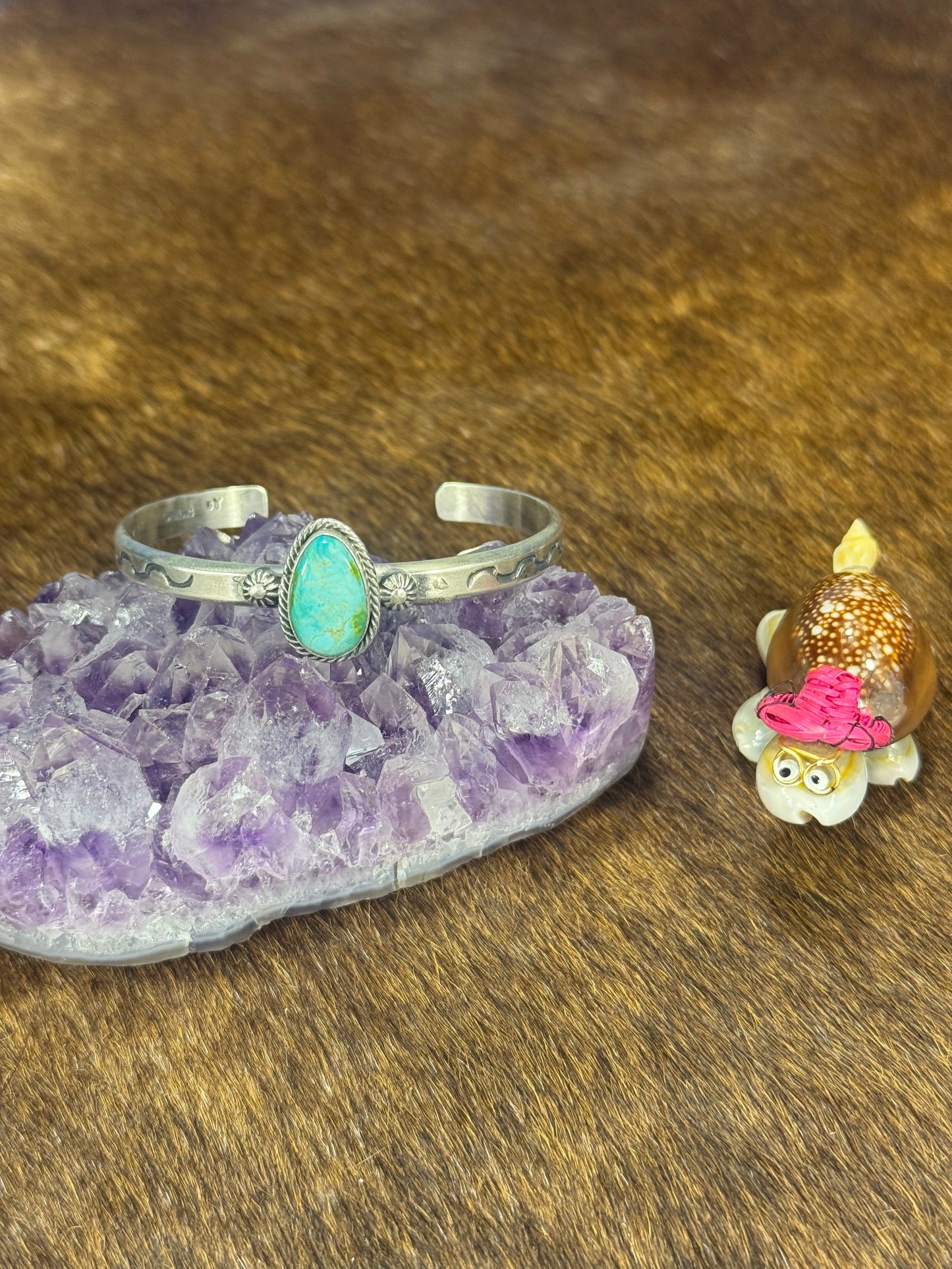 Sonoran Gold Turquoise Engraved Bracelet