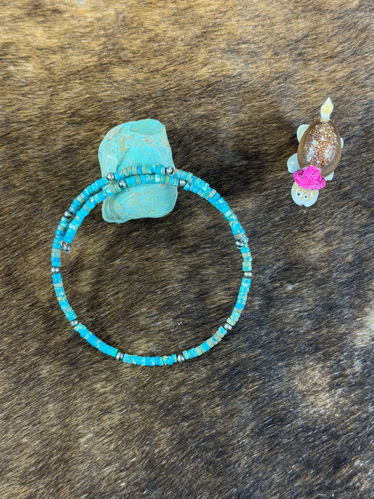 Navajo Style Pearl and Kingman Turquoise Choker