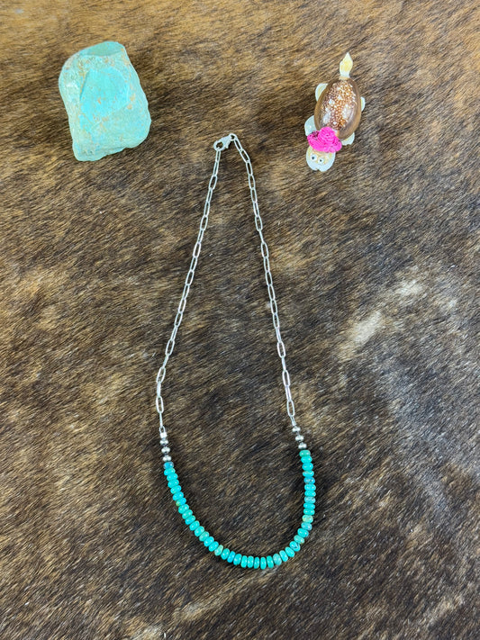 Sterling Silver Chain and Kingman Necklace