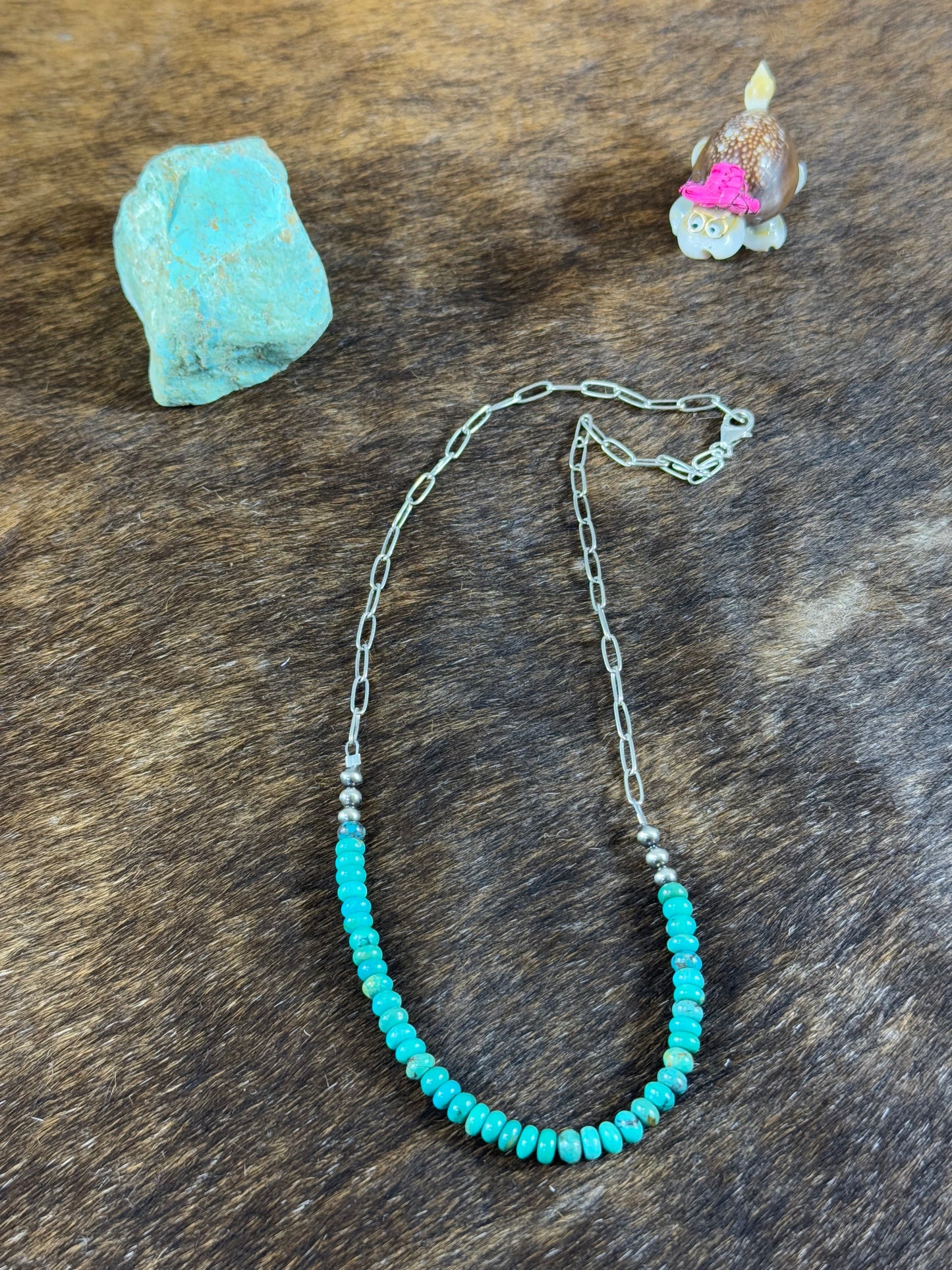 Sterling Silver Chain and Kingman Necklace