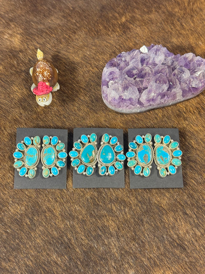 Kingman Turquoise Half Cluster Earring