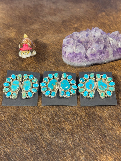 Kingman Turquoise Half Cluster Earring