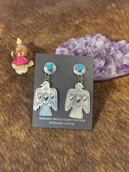 Kingman Turquoise Thunderbird Earring