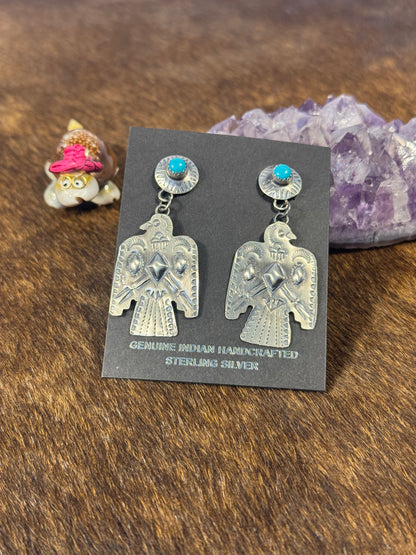 Kingman Turquoise Thunderbird Earring