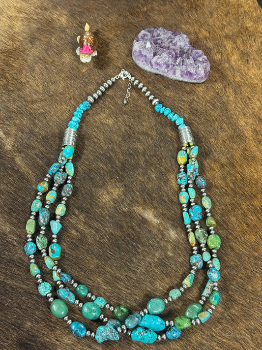 Kingman Turquoise Beaded Necklace