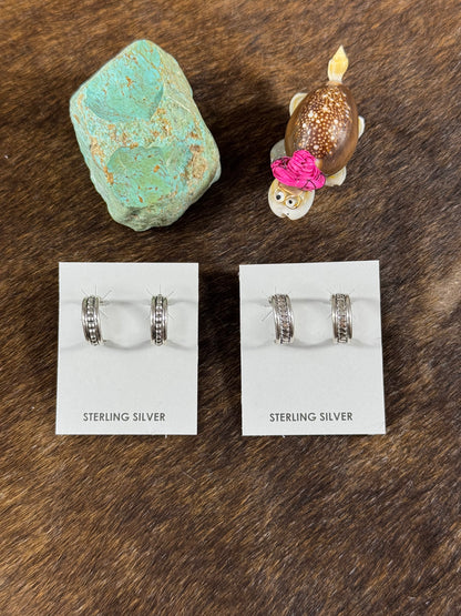 Sterling Silver Stamp Hoop Earrings